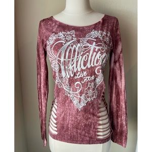 ‘Affliction’ long-sleeve top with side cutouts